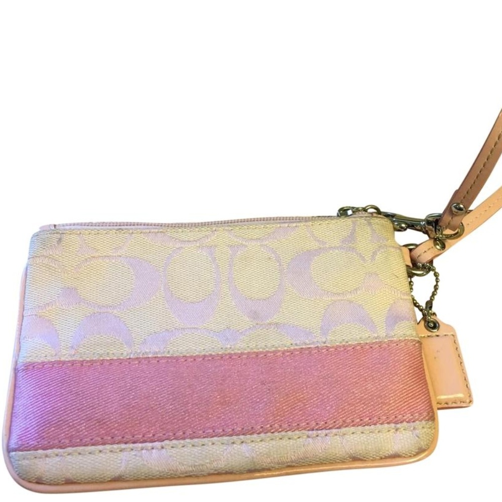 SOLD! COACH Pink Signature SIS Stripe Wristlet - Picture 2 of 8